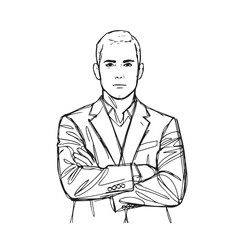 Stylish man with crossed arms - man silhouette vector - crossed arms doodle - man illustration - man line art

