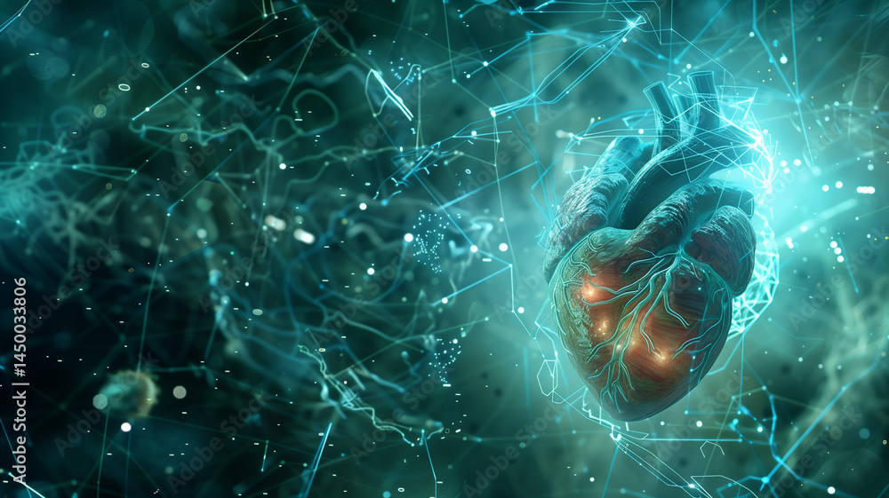 Poster This Visual representation of a heart symbolizing advancements in longevity and health span research.