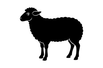 Fototapeta premium Sheep silhouette profile facing left simple vector illustration on white background, sheep, silhouette, animal, vector, farm, livestock, mammal, agriculture, side profile, facing left, art, design