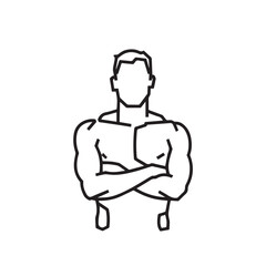 Full-body line art of man with crossed arms - man silhouette vector - crossed arms doodle - man illustration - man line art

