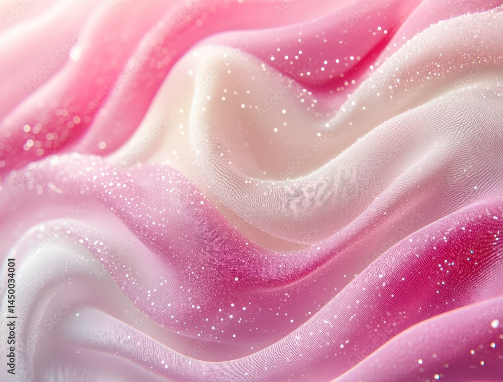 Aufkleber soft pink fabric waves with sparkles reflecting light and creating elegant texture in gentle gradien