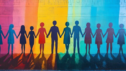 Zero Discrimination Day colorful mural of people on holiday