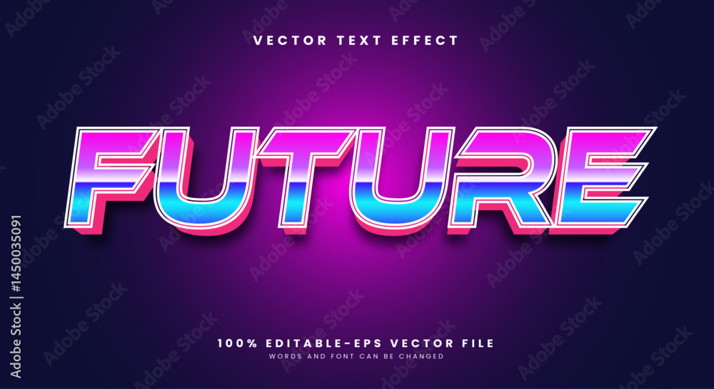 Poster future retro style editable text effect template