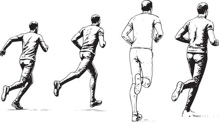 running people drawing vector  
