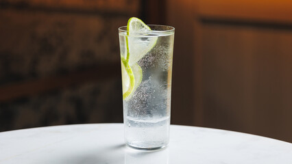 Refreshing Cocktail with Lime Slice