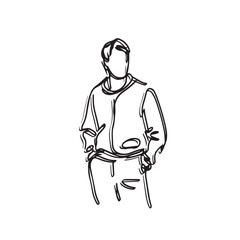 Young man with hands in pockets - man silhouette vector - hands in pockets doodle - man illustration - man line art

