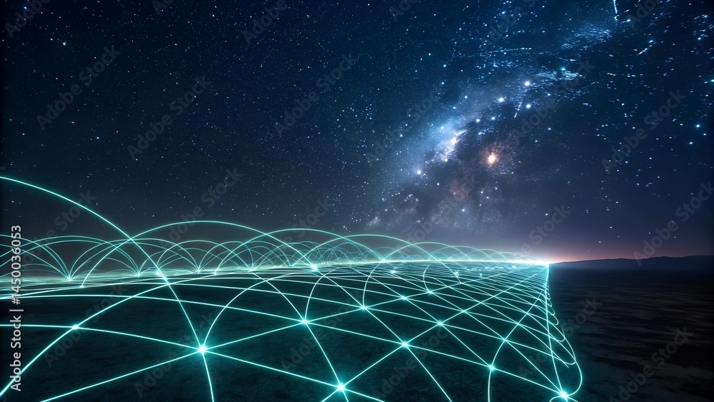 Aufkleber technological lines and particle effects, computer synthesis