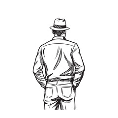 Simple line art of man with hands in pockets - man silhouette vector - hands in pockets doodle - man illustration - man line art

