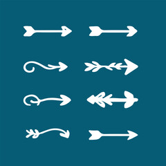arrow icon isolated on Blue  background. Double horizontal arrow sign straight long, right and left with different types of variations. Arrows indicate direction symbol. Curved and straight arrow