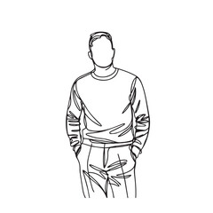Cool man with hands in pockets - man silhouette vector - hands in pockets doodle - man illustration - man line art

