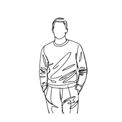 Man with hands in pockets full-body - man silhouette vector - hands in pockets doodle - man illustration - man line art



