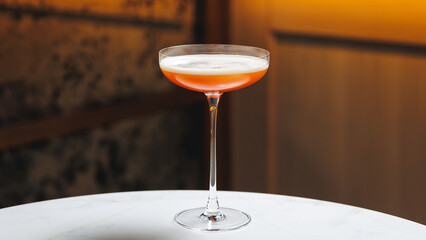 Chic serving of cocktails at the bar, Brandy, whiskey, apricot, orange