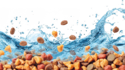 Realistic Dehydrated Pet Food with Water Added Isolated on White Transparent Background