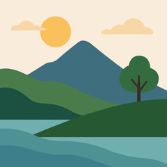vector illustration of a mountain landscape