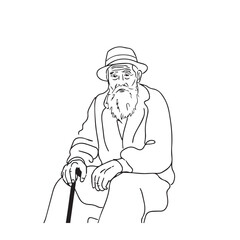 Old man character design - old man silhouette - elderly man vector - old man doodle - senior man illustration - old man line art

