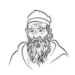 Vector of elderly man - old man silhouette - elderly man vector - old man doodle - senior man illustration - old man line art

