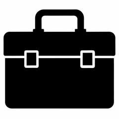 Obraz premium Black briefcase icon vector on white background.