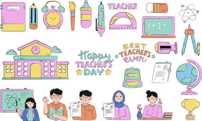 set of education element vector illustration