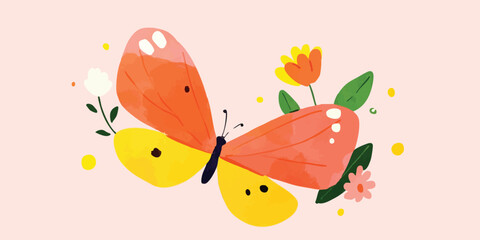 A delicate butterfly flutters amidst vibrant floral blooms, symbolizing the essence of spring and new beginnings.