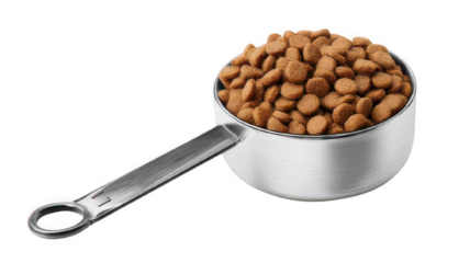 Realistic Measuring Cup of Kibble Isolated on White Transparent Background