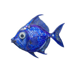 Vibrant Blue Mosaic Fish Art