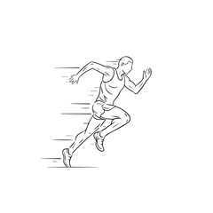 Clean runner man profile - runner man silhouette - runner man vector - runner man doodle - running illustration - runner man line art

