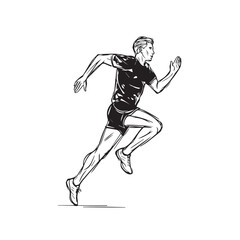 Outline of male runner in motion - runner man silhouette - runner man vector - runner man doodle - running illustration - runner man line art

