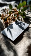 Blank card with shadows and flowers