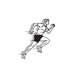 Athletic pose runner man - runner man silhouette - runner man vector - runner man doodle - running illustration - runner man line art

