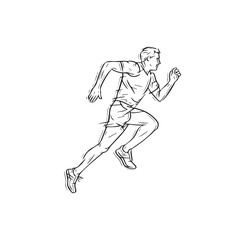 Man running in a straight line - runner man silhouette - runner man vector - runner man doodle - running illustration - runner man line art


