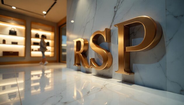 Golden Letters Rsp on Marble Wall Near Woman Looking at Purses