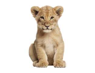 Cute baby lion isolated on a transparent background