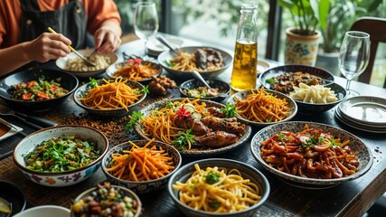 Obraz premium Global Culinary Delights: A Gastronomic Journey