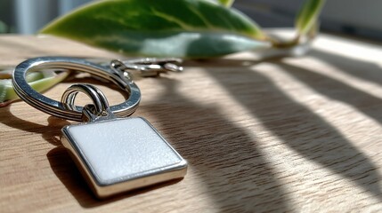 Blank, square keychain, metallic