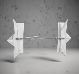 Two paper arrows, opposing directions, decision concept ,  opposite,  dual,  contrasting