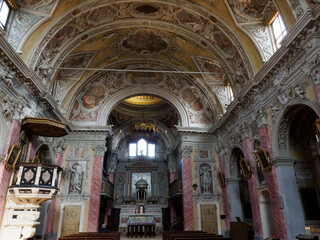 Fototapeta premium Interior of the historic San Giorgio church in Baroque style at Bonate Sotto, Bergamo province, Italy
