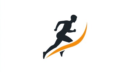Running silhouette logo design, dynamic action, abstract background, for athletic brand identity