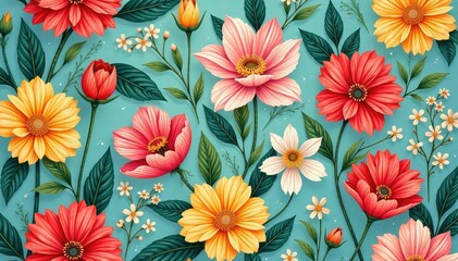 Nature inspired floral motif seamlessly repeats , backdrop, floral pattern