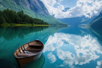 Explore the serene beauty of Lovatnet Lake surrounded by stunning mountains and clear reflections, Beautiful Nature Norway lake Lovatnet