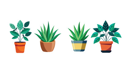 Obraz premium Collection of potted plants illustration for home decor