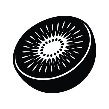 black and white kiwi fruit slice clip art preview
