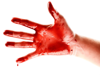 available bloody hand with blood isolated on white background PNG