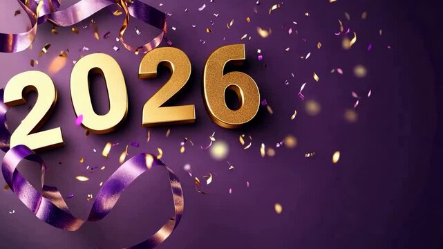 Happy new year 2026 greeting card illustration with winter holiday celebration design and snow decoration