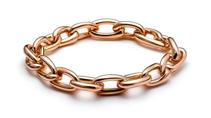 Obraz premium Studio shot of a gold chain necklace with interwoven links, crisp details on an absolutely white background.