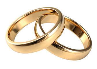 Two golden wedding rings cut out. Based on isolated on white background PNG