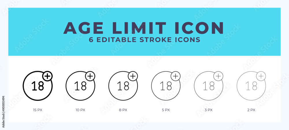 Poster age limit icon vector illustration. with editable stroke for web. app and more.