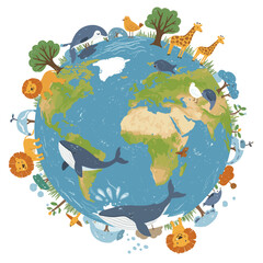 Naklejka premium Celebrating Life in All Forms: Honoring Biological Diversity Around the World