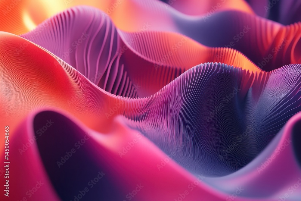 Poster geometric shapes create an abstract wave pattern in vibrant colors and smooth motion, geometric shap