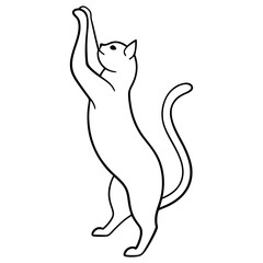 Cat Stretching Upward Minimalist Line Art