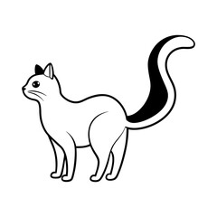 Clean Line Art Cat Looking Back with Raised Tail